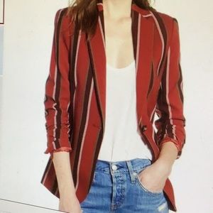 Mural Nordstrom woven striped single button jacket blazer women’s S brick red